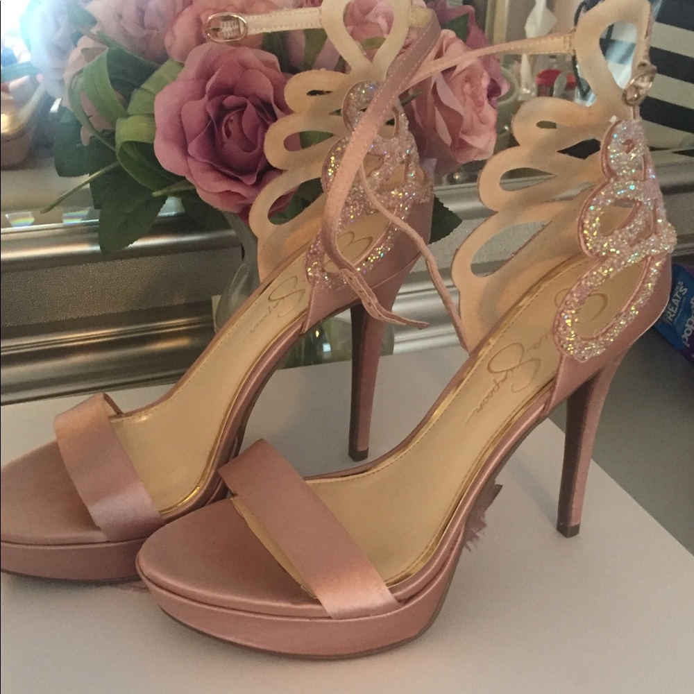 Jessica Simpson Bayvinn Pink Satin Heels!! SZ 9